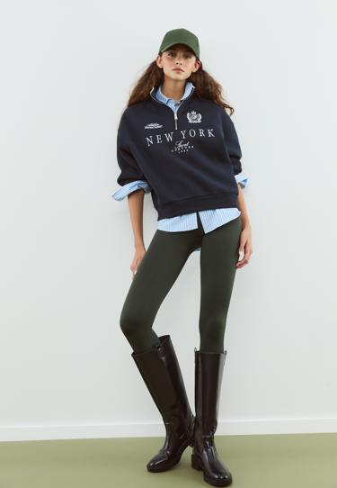 Stradivarius Толстовка на молнии с вышивкой