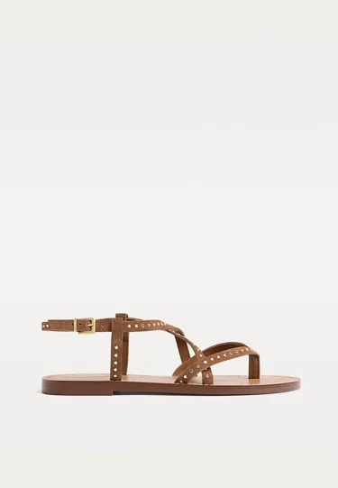 Кожаные плоские сандалии с заклепками