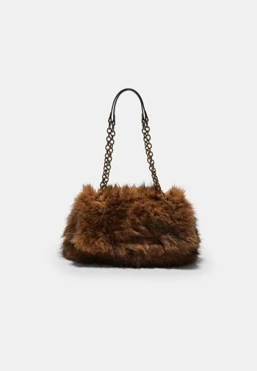 Прямоугольная мини-сумка через плечо из искусственного меха- Заказать в России