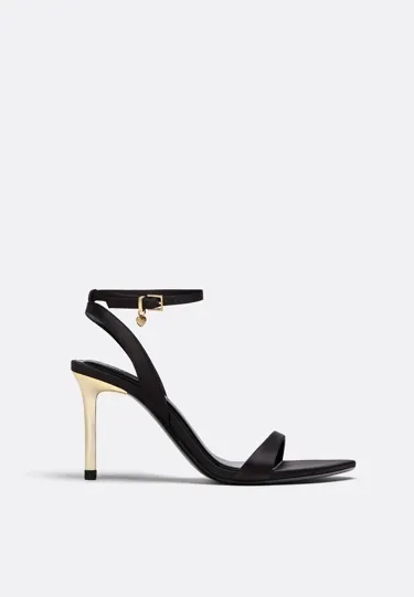 Атласные босоножки на каблуке