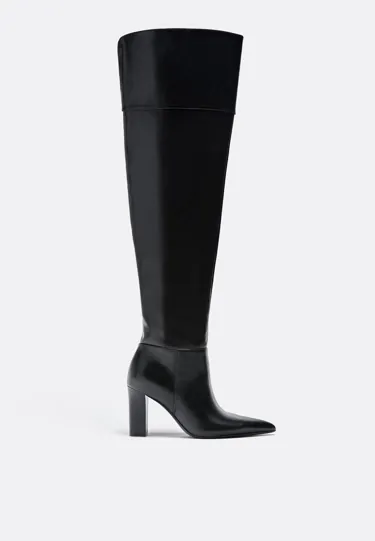 Ботфорты на каблуке со складкой- Заказать в России