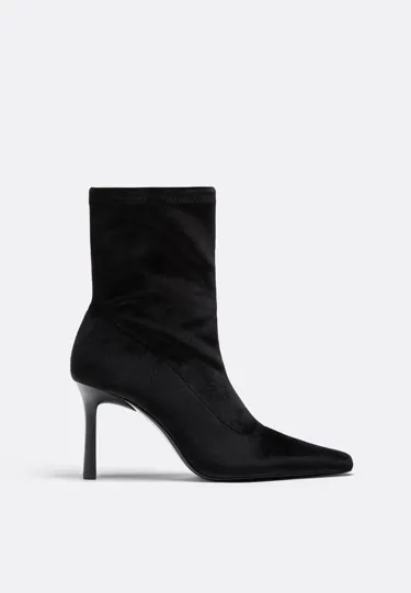 VELVETEFFECT ANKLE BOOTS WITH STILETTO HEEL- Заказать в России