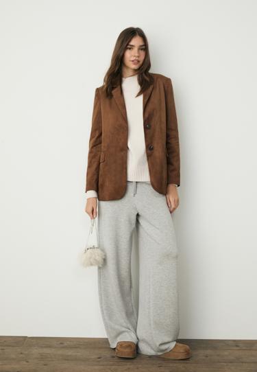 Stradivarius Пиджак из искусственной замши стандартной длины