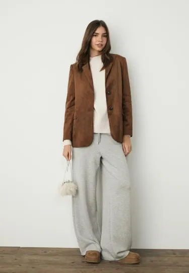 Пиджак из искусственной замши стандартной длины- Заказать в России