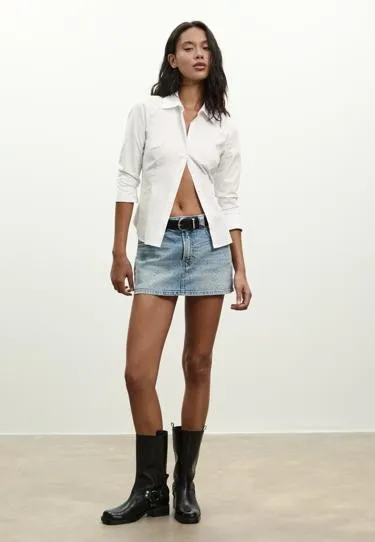 Юбка-шорты из денима с блестящей отделкой