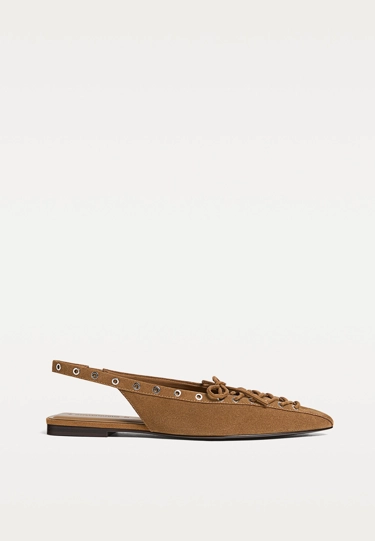 Stradivarius Кожаные балетки со шнуровкой купить с доставкой.