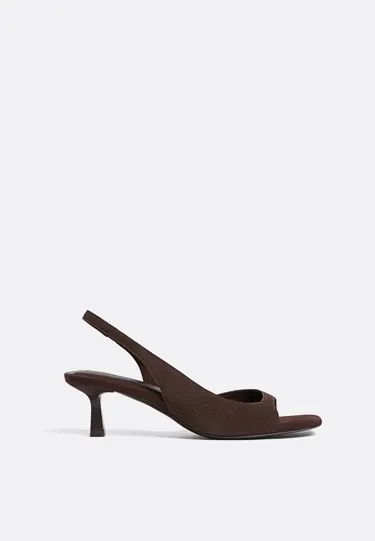 Кожаные босоножки на каблуке- Заказать в России