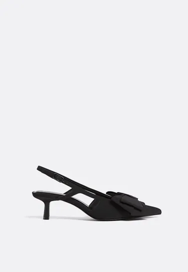 Туфли на среднем тонком каблуке с бантом- Заказать в России