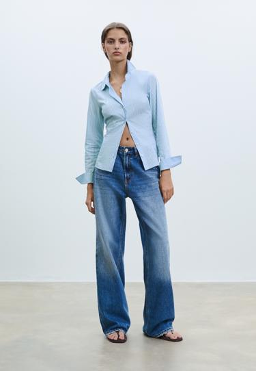 Приталенная базовая рубашка в полоску- Заказать в России