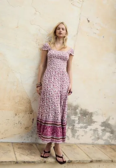 Длинное струящееся платье с принтом- Заказать в России