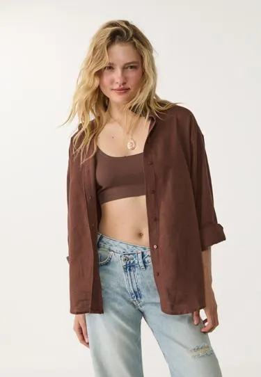 Легкая льняная рубашка- Заказать в России