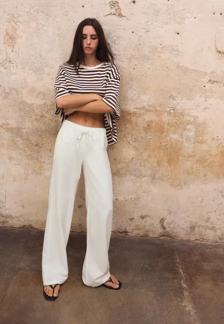 Льняные брюки на кулиске