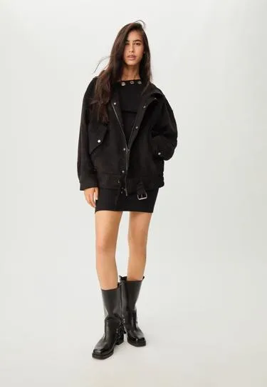 Куртка в байкерском стиле из искусственной замши- Заказать в России