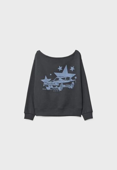 Stradivarius Толстовка с вырезом «лодочка» и принтом купить с доставкой.