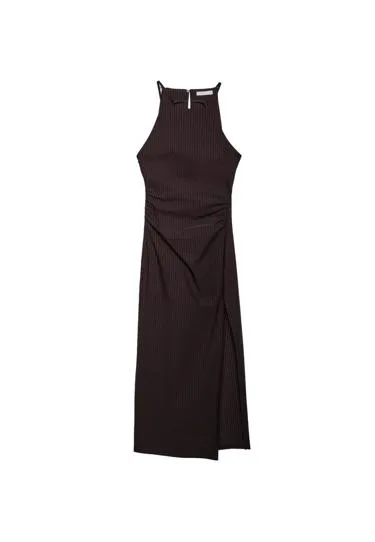 Полосатое платье миди с горловиной халтер- Заказать в России