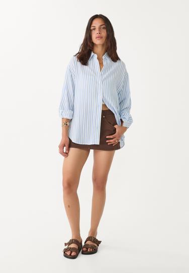 Stradivarius Легкая льняная рубашка