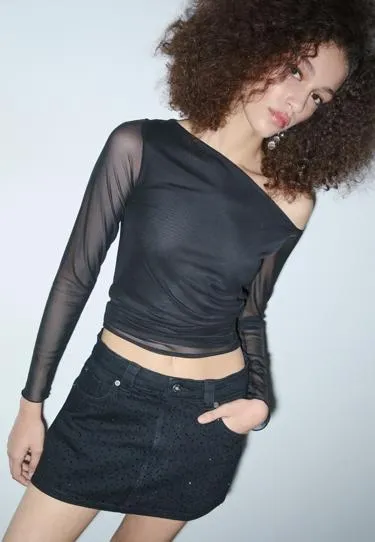 D62 джинсовая юбка-шорты с блестками- Заказать в России