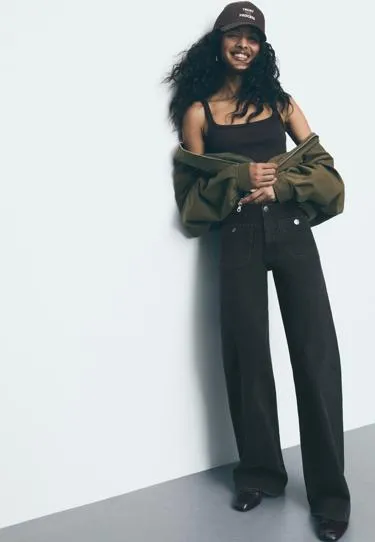 Джинсы D77 в минималистичном стиле с карманами- Заказать в России