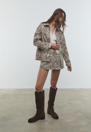 Куртка из твила с леопардовыми карманами- Заказать в России