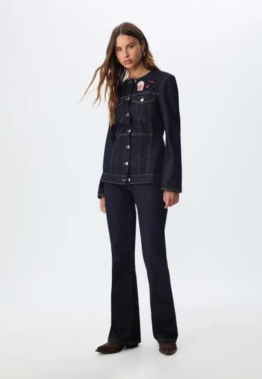 Приталенная джинсовая куртка- Заказать в России