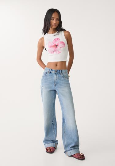 Stradivarius Футболка RACER HIBISCUS