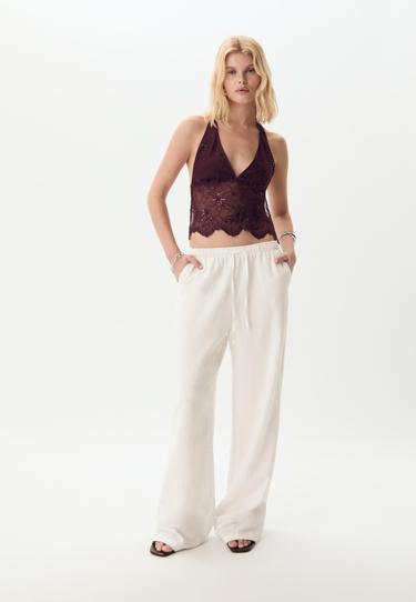 Stradivarius Топ халтер с вышивкой и блестящей отделкой