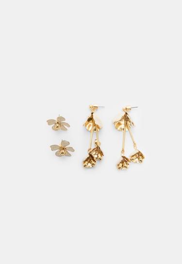 Stradivarius Набор из 2 пар сережек с цветами