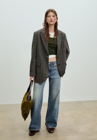 Stradivarius Пиджак оверсайз в клетку