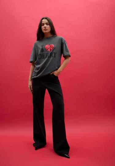 Stradivarius Футболка оверсайз дерри с эффектом потертости