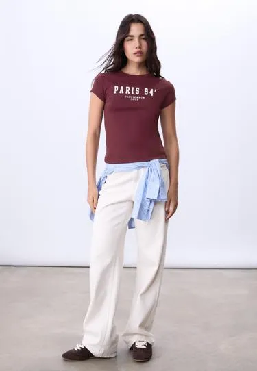 Облегающая футболка с надписью- Заказать в России