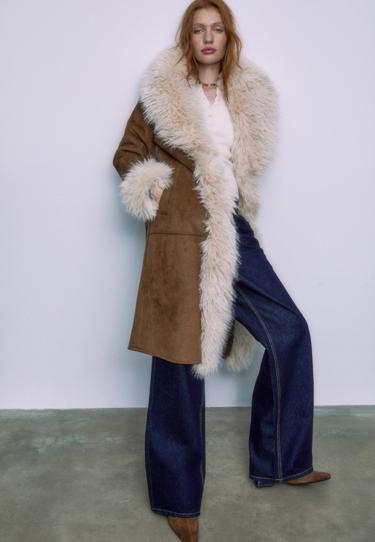 Stradivarius Длинное пальто из искусственного меха с длинным ворсом купить с доставкой.