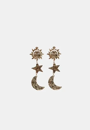 Серьги солнце, луна и звезды