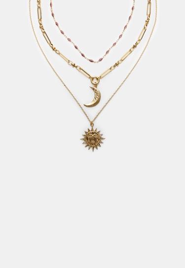 Stradivarius Набор из 3 кулонов «луна и солнце»