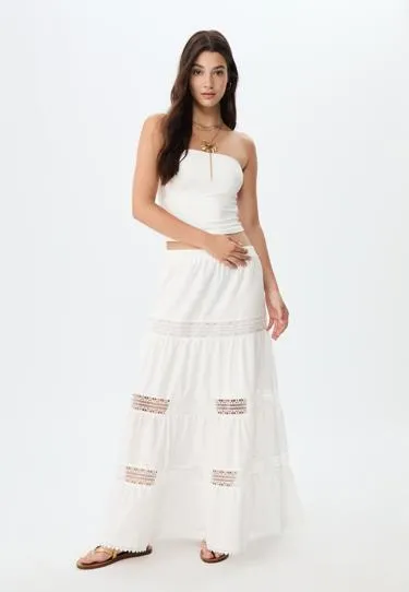 Длинная юбка с кружевными вставками- Заказать в России