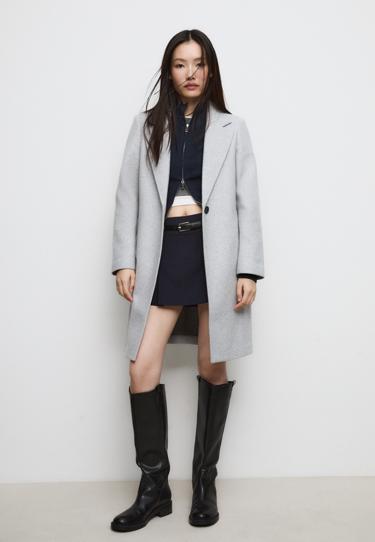 Stradivarius Пальто миди на пуговице из мягкой ткани