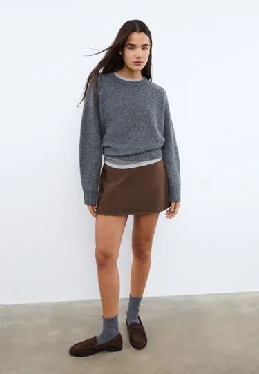 Мини-юбка-шорты с разрезами