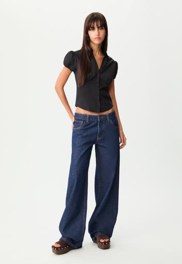 Stradivarius Приталенная рубашка с короткими рукавами