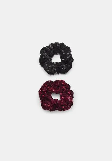 Набор из 2 резинок для волос из бархата с пайетками- Заказать в России