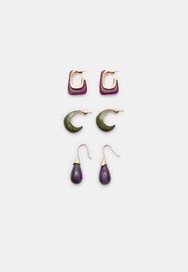 Stradivarius Набор из 3 пар контрастных сережек: колец и капель