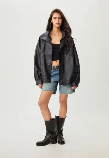 Куртка оверсайз из искусственной кожи