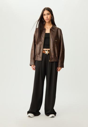 Stradivarius Куртка с карманами из искусственной кожи