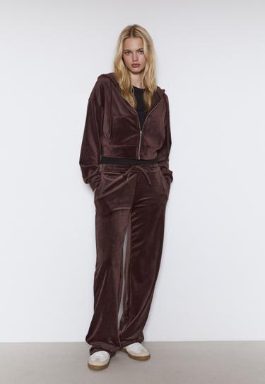 Stradivarius Бархатная толстовка на молнии