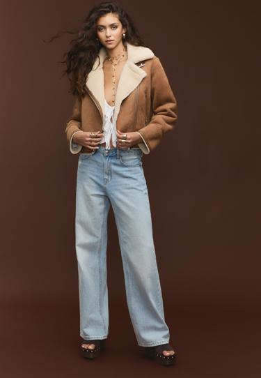 Stradivarius Двусторонняя байкерская куртка под искусственную замшу