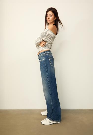 Stradivarius Джинсы BAGGY с заклепками