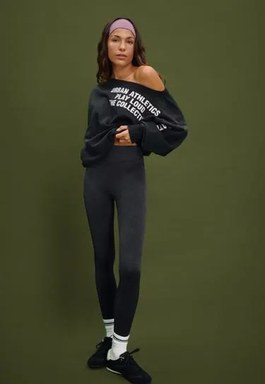 Легинсы с высокой посадкой и эффектом стирки- Заказать в России