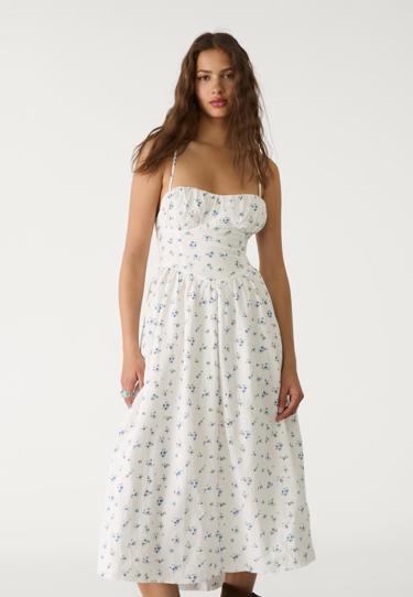 Stradivarius Длинное платье с принтом купить с доставкой.