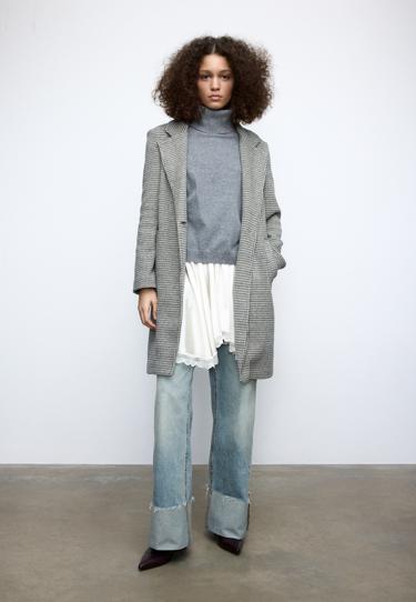 Stradivarius Пальто миди с пуговицами и принтом