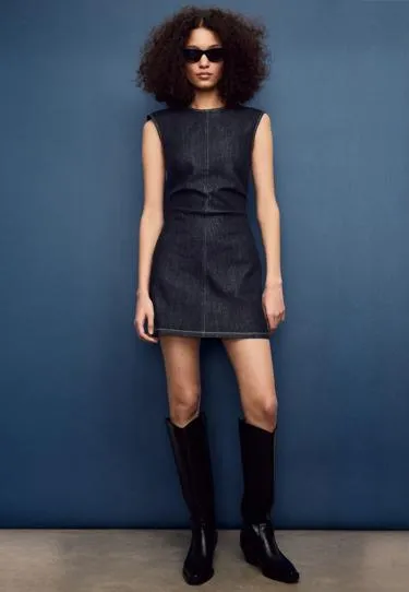 Короткое джинсовое платье- Заказать в России