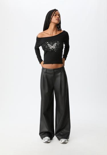 Stradivarius Футболка с вырезом «лодочка»