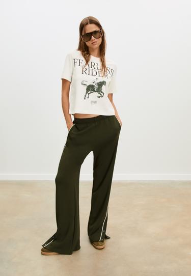 Stradivarius Футболка с флокированным принтом